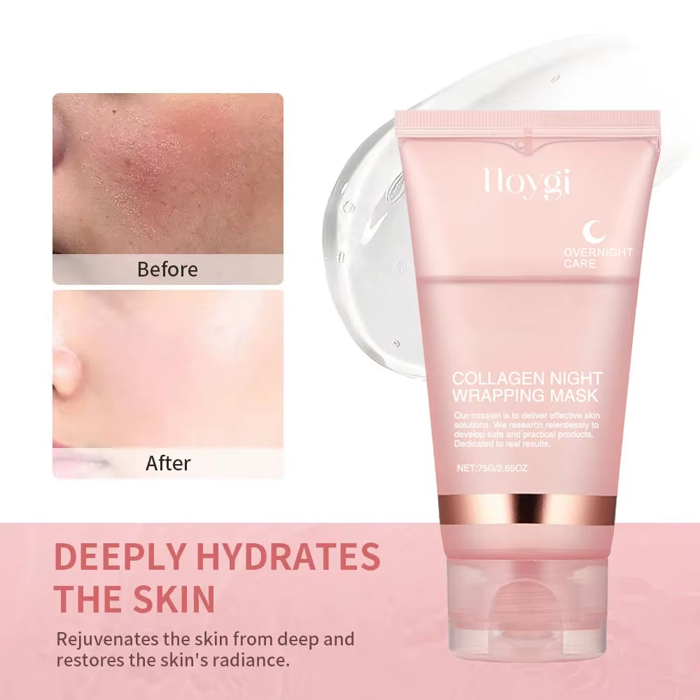 Collagen Overnight Wrapping Peel off Facial Mask Set Korean Collagen Night Wrapping Mask Deeply Hydrates Night Care Mask Cream