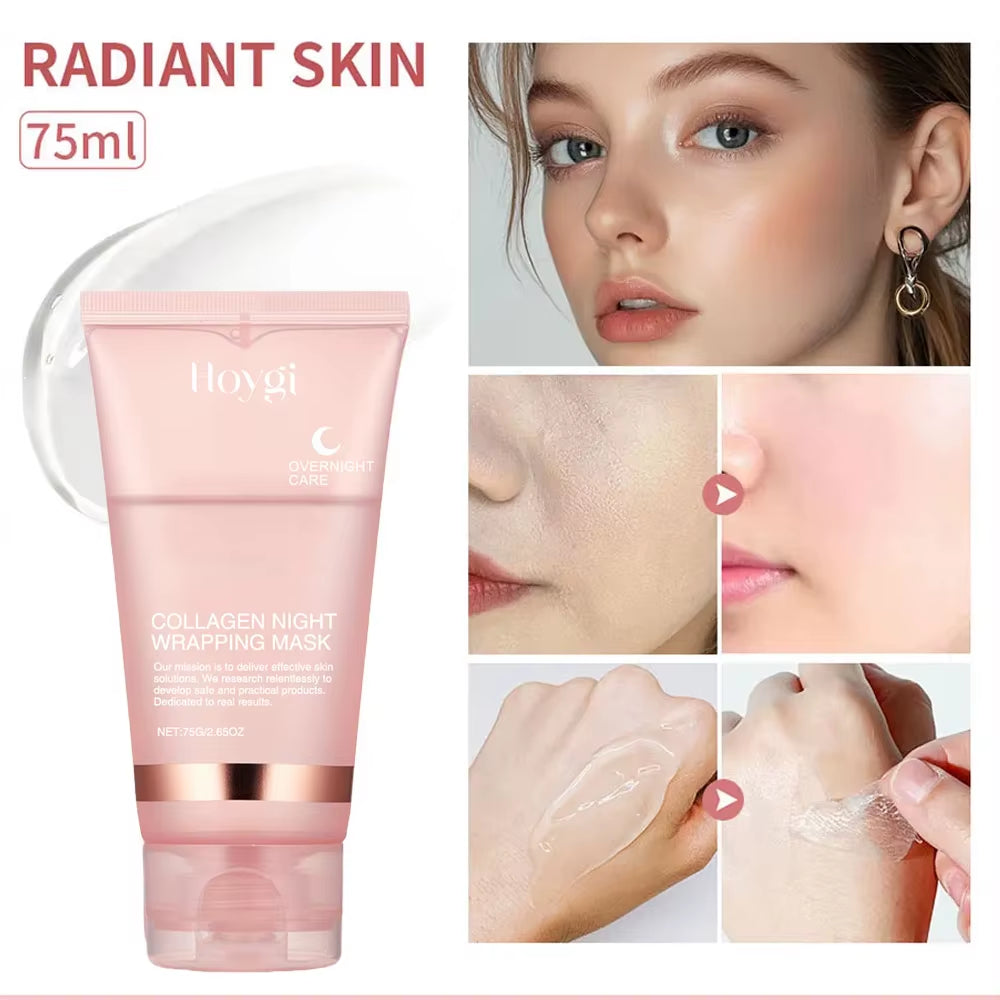 Collagen Overnight Wrapping Peel off Facial Mask Set Korean Collagen Night Wrapping Mask Deeply Hydrates Night Care Mask Cream