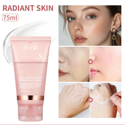 Collagen Overnight Wrapping Peel off Facial Mask Set Korean Collagen Night Wrapping Mask Deeply Hydrates Night Care Mask Cream